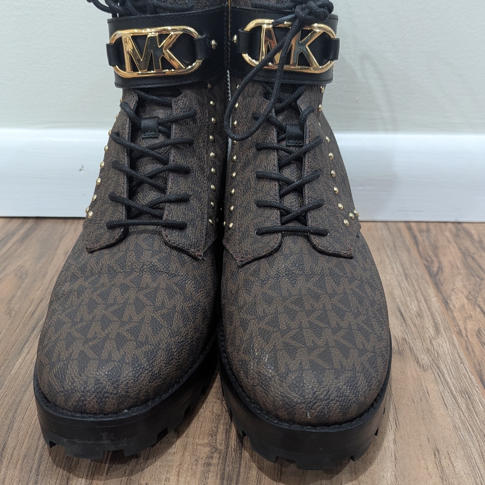 Michael Kors Brown Monogram Ankle Boots